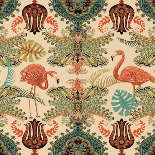 Stoffprobe Oriental Flamingo (15438251098497)