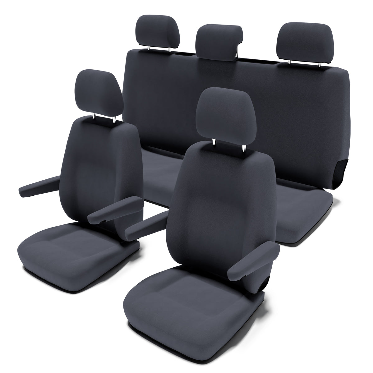 VW T6 Transporter/Carav. Maß Sitzbezüge vorne Einzelsitze: Kutamo/anthrazit