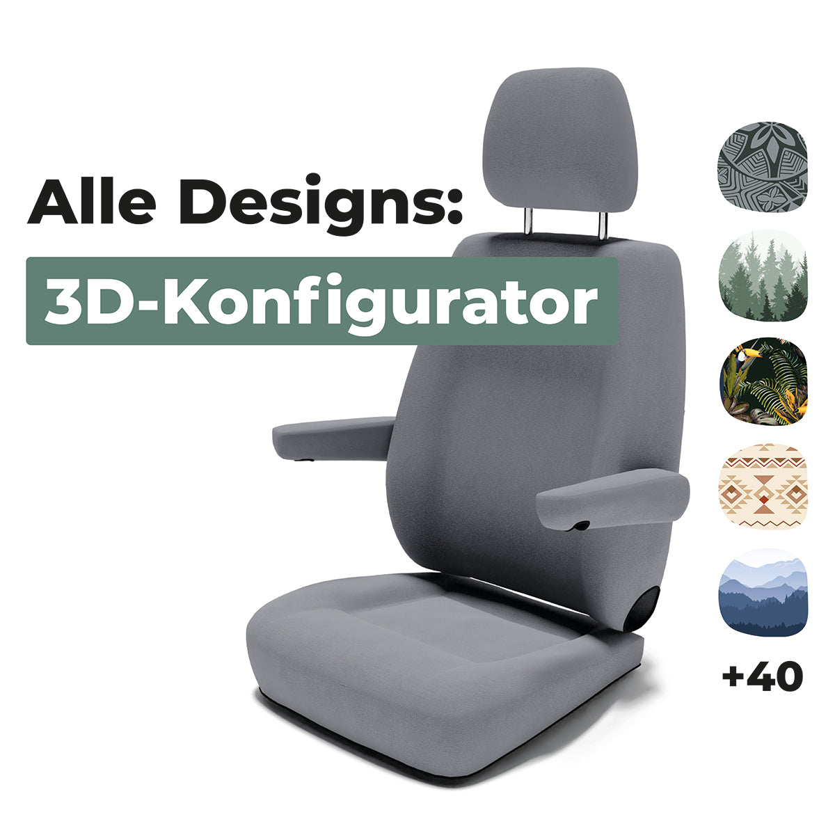 Sitzbezug 2-Sitzer für VW Crafter 2017–. ErgoComfort Fahrer, Komfort  Beifahrer Aussparung für Armlehne und Lordosenstütze