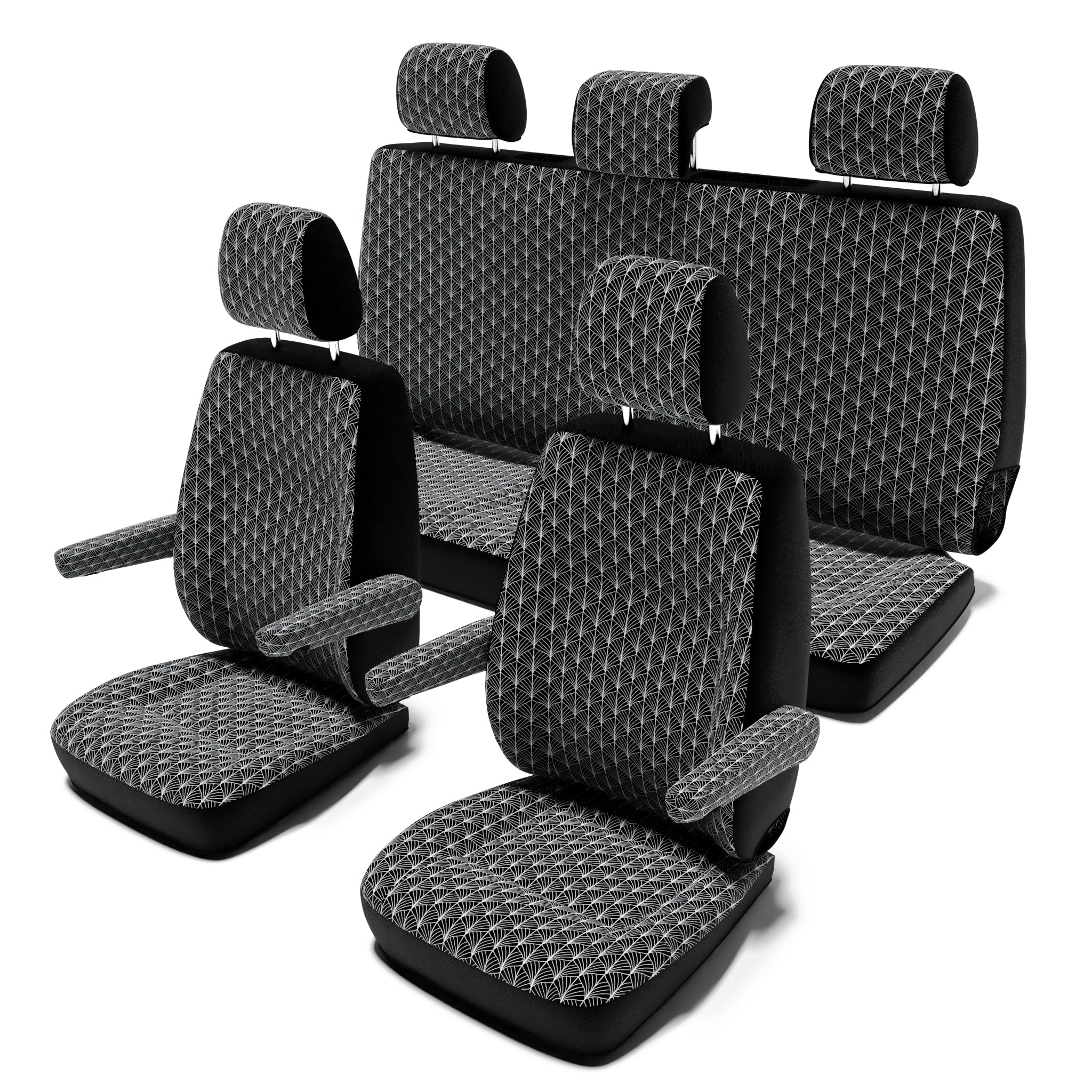 VW T6 Multivan (ab 2015) Sitzbezug [5-Sitzer Set für Leder / Alcantara  Sitze] [Art Deco Black]