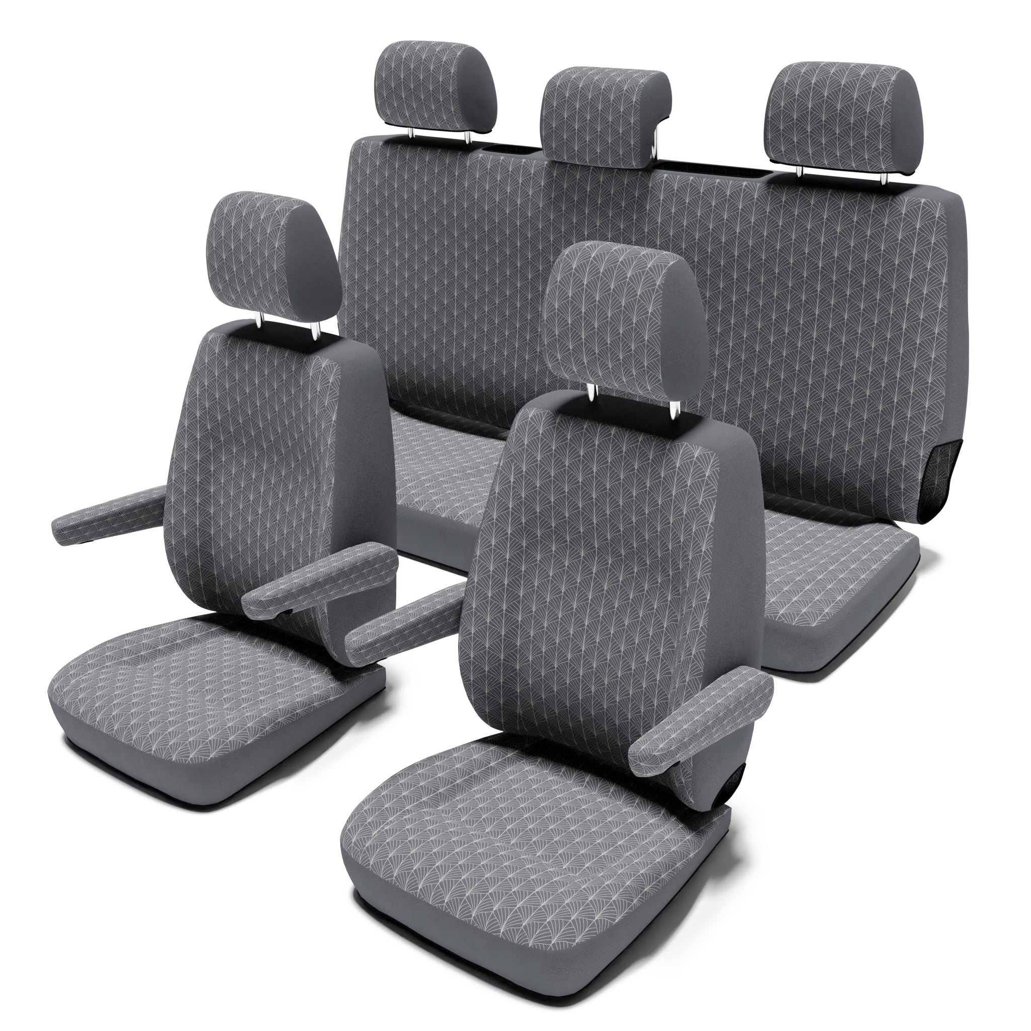 VW T6 Multivan (ab 2015) Sitzbezug [5-Sitzer Set für Leder / Alcantara  Sitze] [Art Deco Grey]