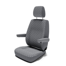 Load image into Gallery viewer, VW T6.1 California (ab 2019) Sitzbezug [Einzelsitz hinten aus Leder / Alcantara] mit Armlehne [Art Deco Grey]